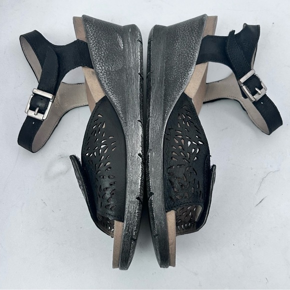 ROMIKA Nevis 05 Black Perforated Leather Wedge Heel Sandal Size 39 8.5 - Picture 11 of 12